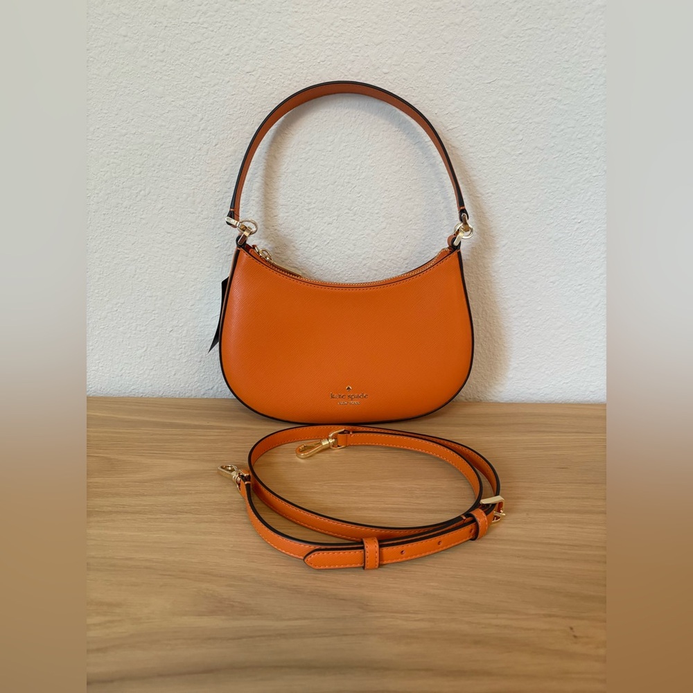 Kate Spade Paige Convertible Crossbody shoulder handbag in Orange Zinnia